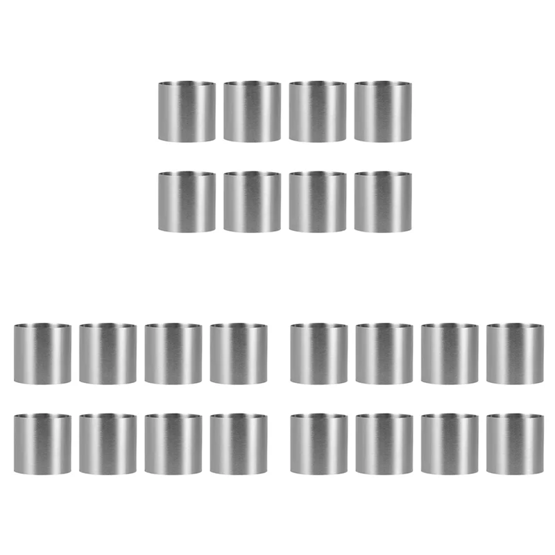 

ELEG-24 Pieces Stainless Steel Mousse Rings Round Biscuit Cutter Cake Mold Kitchen Baking Pastry Tool For Tart,Fondant,Etc