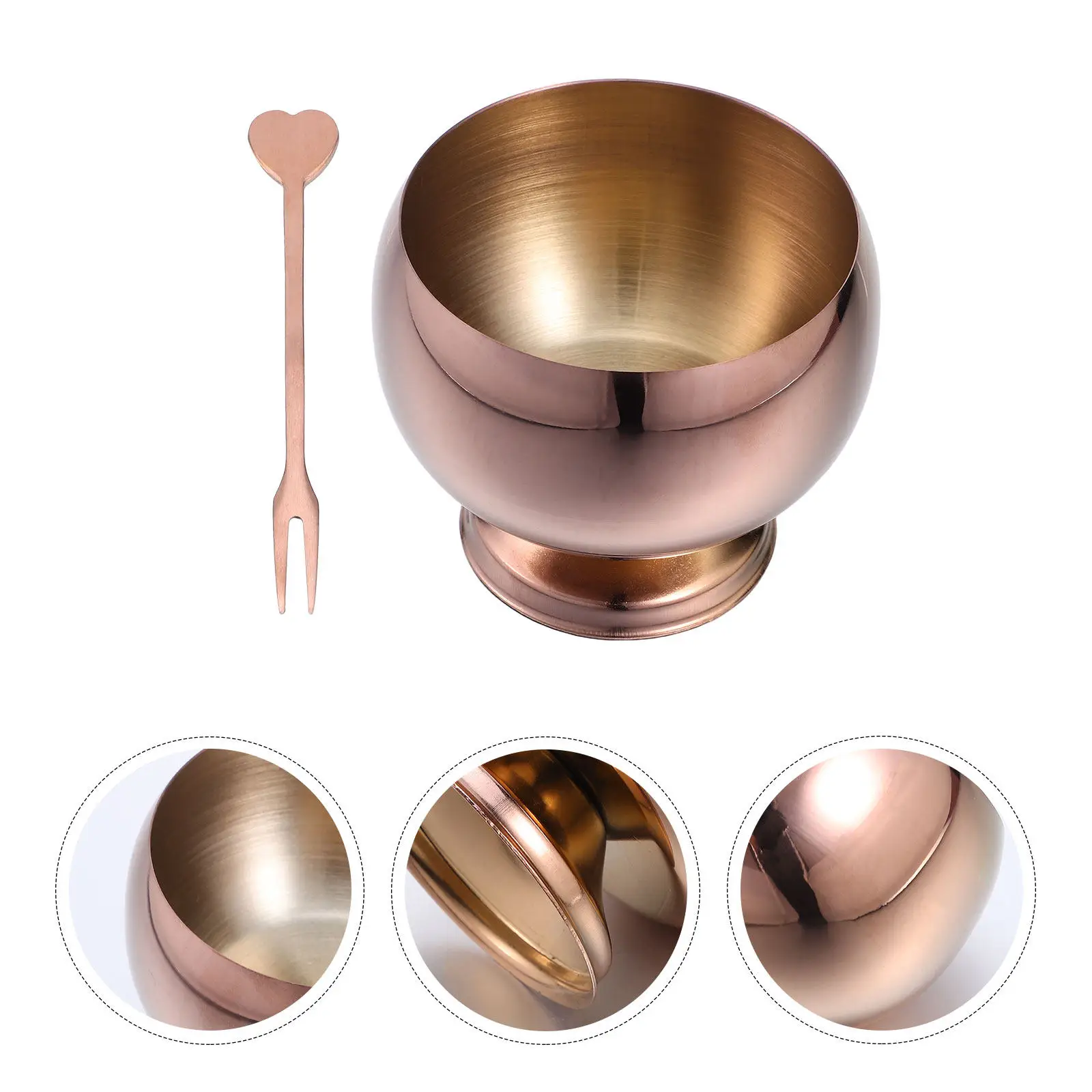 1Set Stainless Steel Dessert Bowl 9.5oz High Footed Ice Cream Cup Elegant Decorative Serving Container for Hot Cold Treats