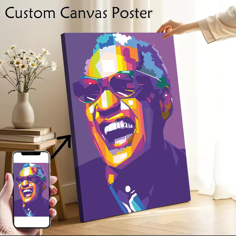Ray Charles Canvas Poster Wall Art Customizable High Quality Printed Picture for Decorative Paintings Gamer Decoration Bedroom