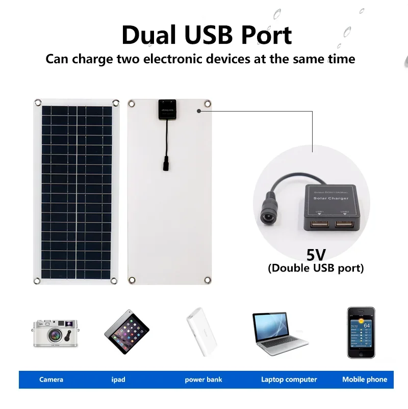 From 20W-1000W Solar Panel 12V Solar Cell 100A Controller Solar Plate Kit for Phone RV Car Caravan Home Camping Outdoor Battery