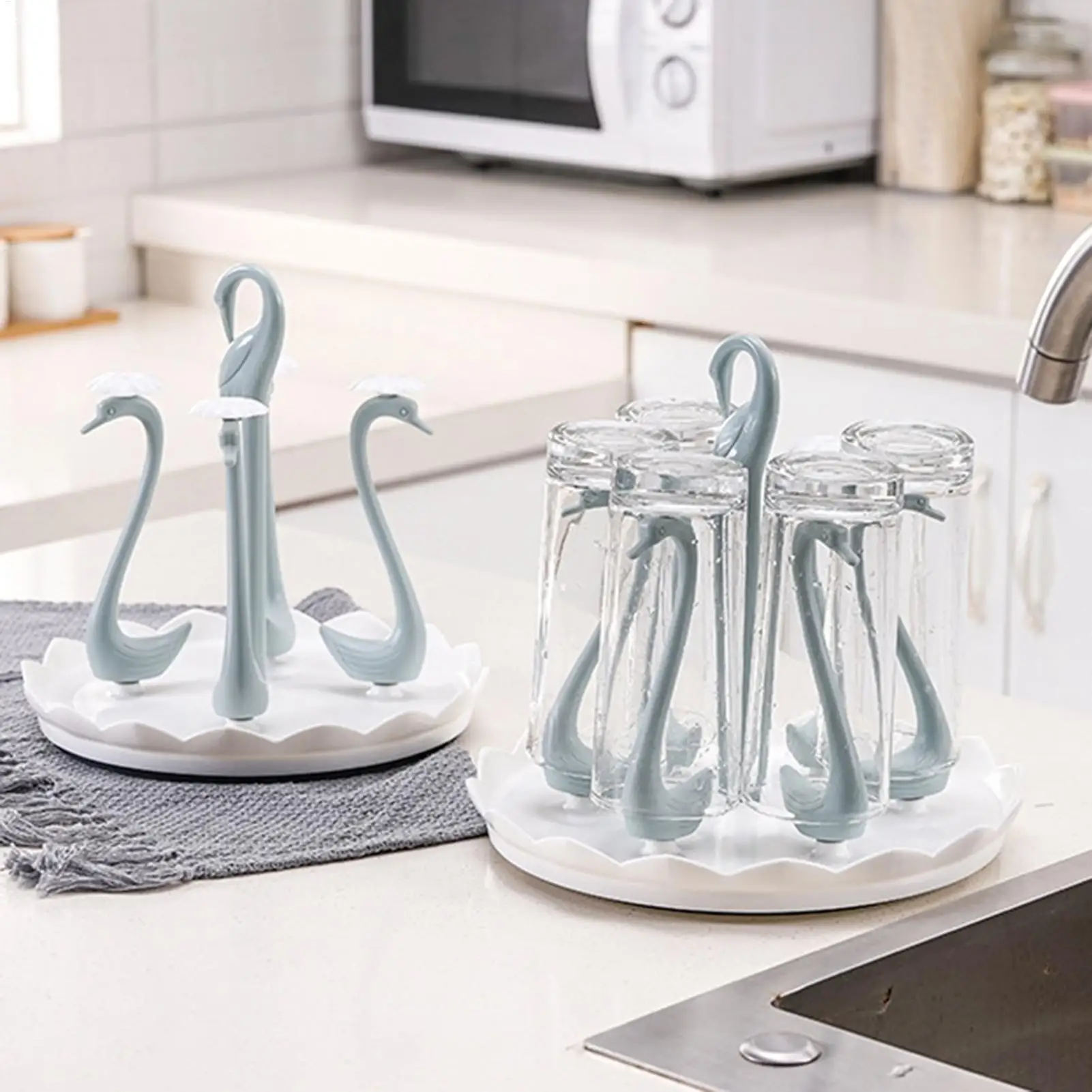 

Bottle Dryer Rack Swan Mugs Storage Holder Decorative Bottle Draining Rack For Counter Cleaning Travel Over-Sink Table