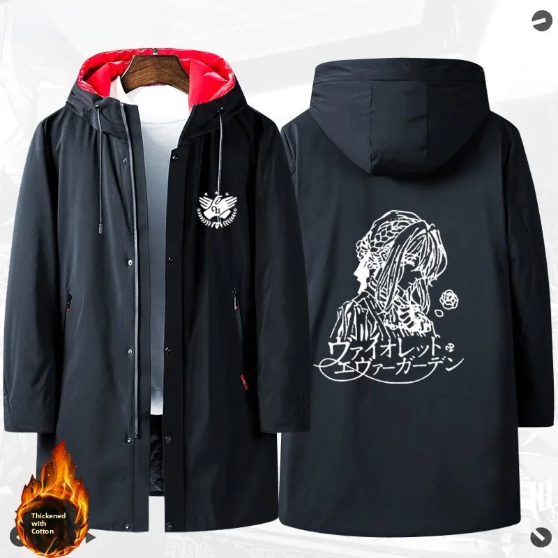 Violet Evergarden Anime Long Cotton Jaet ex Outerwear Youth Faion Winter Polyester Fiber Stand Fit Casual Wear