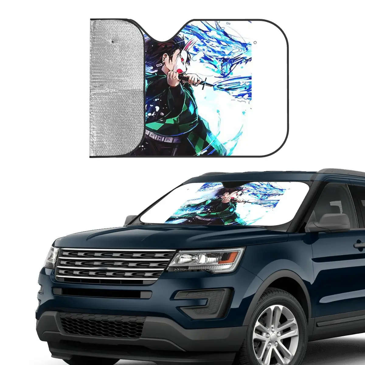 شيطان القاتل أنيمي شيطان القاتل ظلة الزجاج الأمامي سيارة الزجاج الأمامي نافذة الشمس قناع الملحقات يغطي