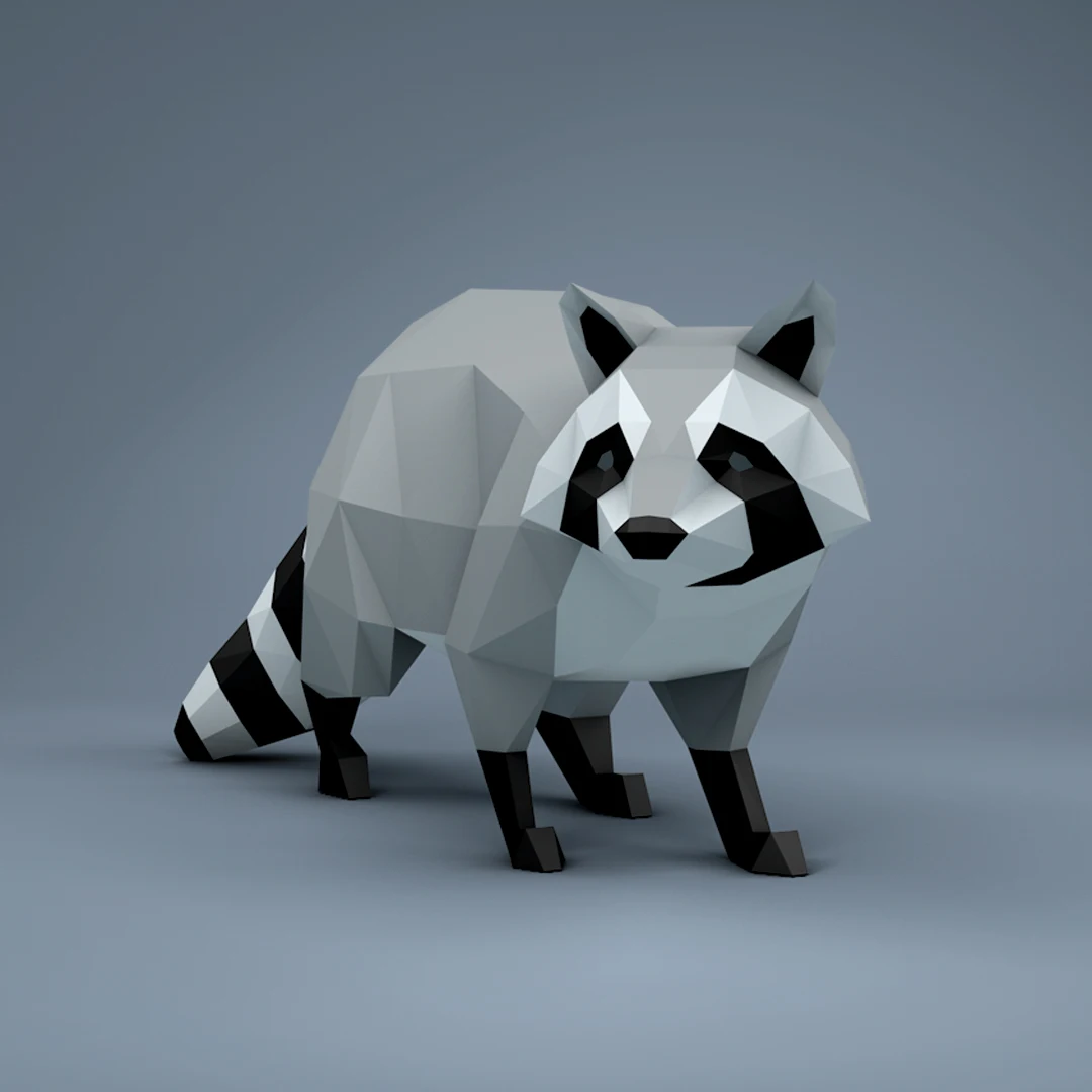 Raccoon 3D Paper Model Procyon Lotor Animal DIY Puzzles Desk Decor Home Decoration Originality Handmade Art Origami Papercraft