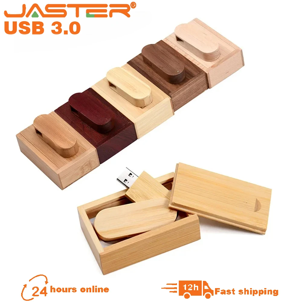 High Speed Wooden Saber USB 3.0 Flash Drive 128GB Rotating Pen Drive 64G Memory Stick Photography Wedding GiftExternal Storage