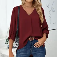Solid Casual Loose Blouses For Women Fashion 2025 Autumn Vintage Women's Oversized Shirts And Blouses Elegant Youth Female Tops - Image 3