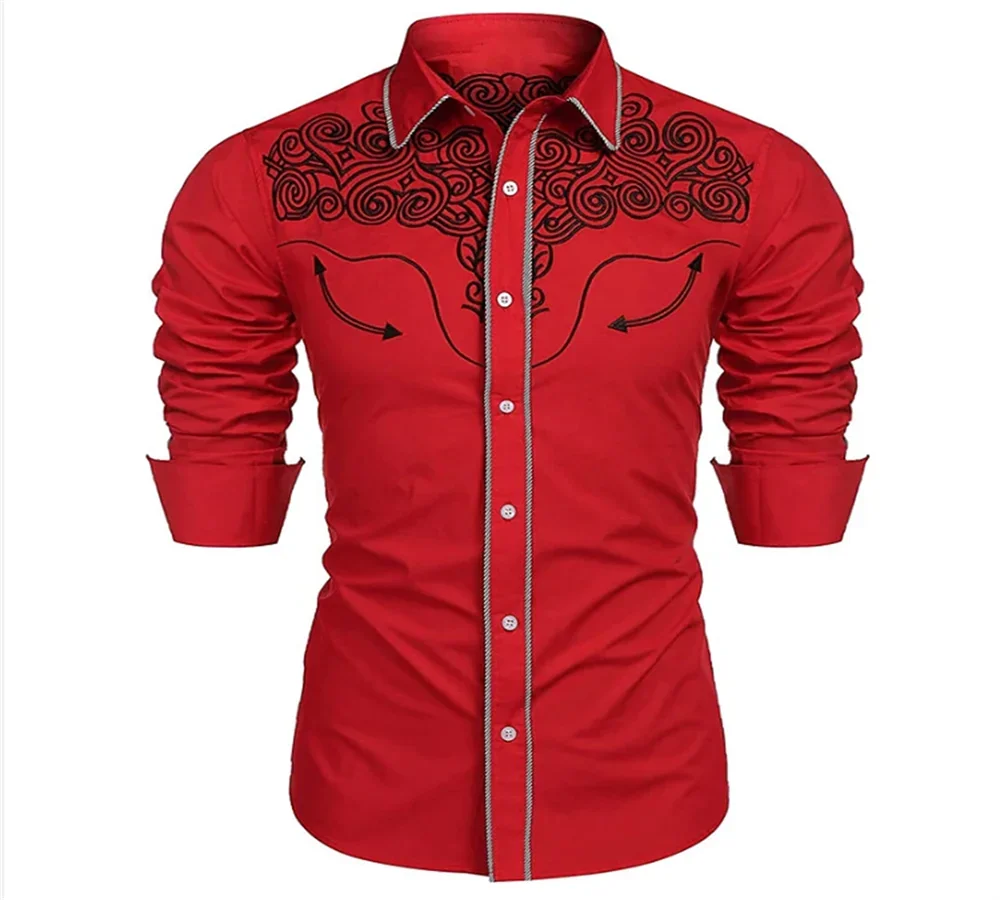 

New's Tribal Ethnic Style Horse Outdoor Party Sports Casual Button Lapel Long Sleeve Shirt Fashion Men Street Outdoor Wear Tops