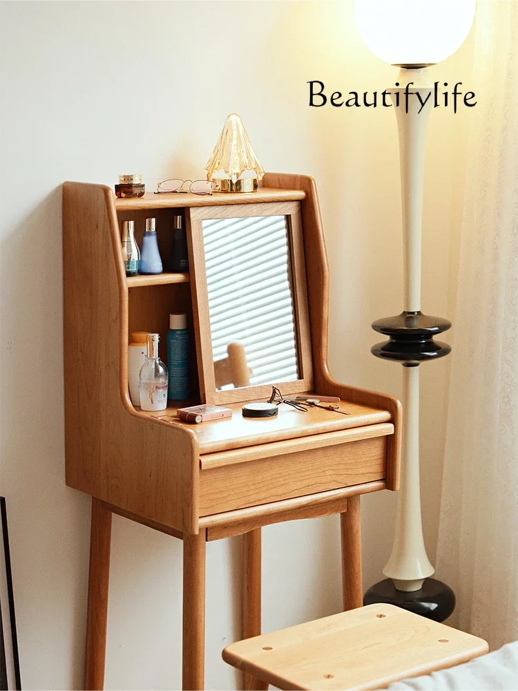 

Nordic Cherrywood Dresser Solid Wood Makeup Table Simple Modern Bedroom Log Bedside Table