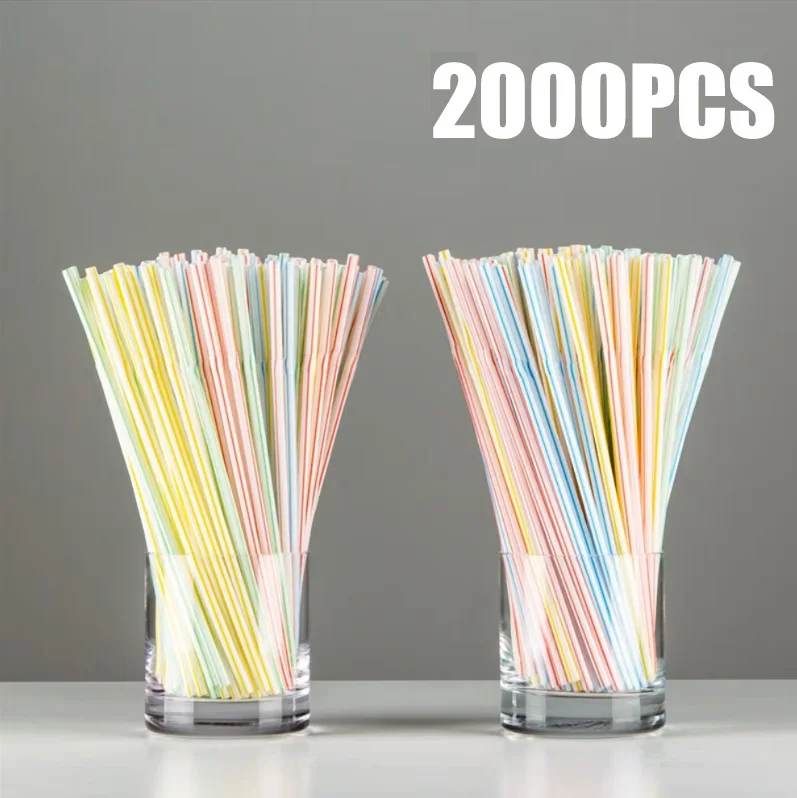50-3000PCS Veelkleurige Rietjes Rietjes Melk Thee Bar Party Bruiloft Keuken Woonaccessoires Drank Zwart Stro Groothandel