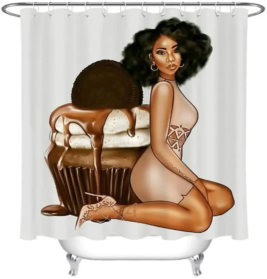 

African American Lady Black Woman Girl Art Shower Curtain
