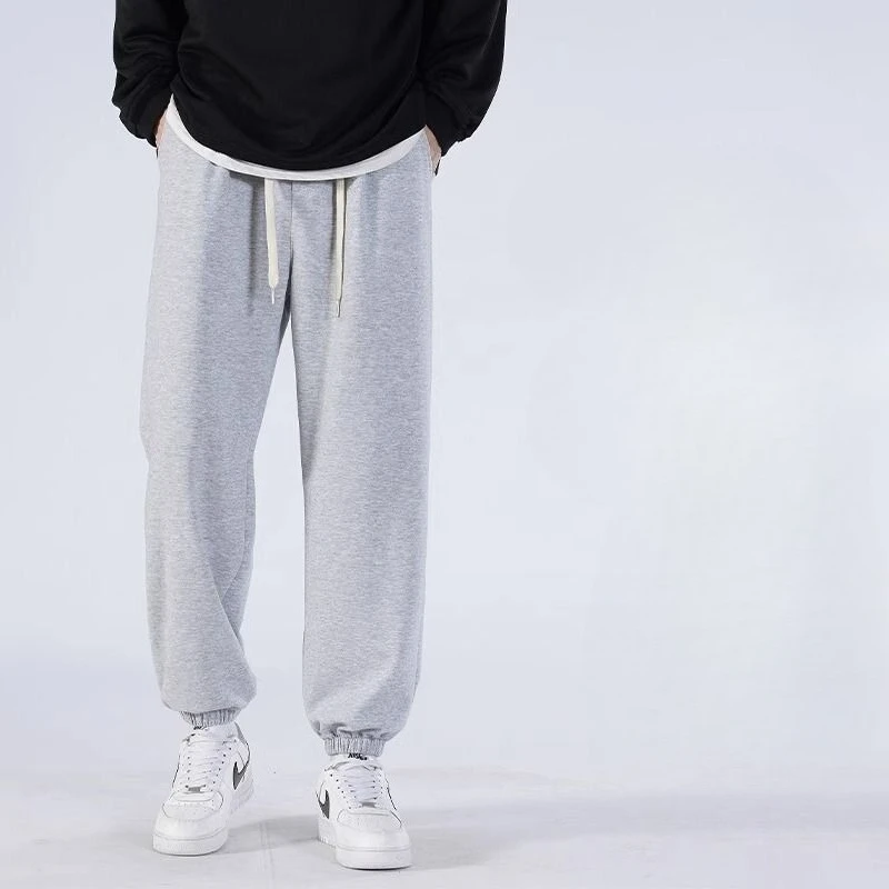 2026 Men Gray Straight Leg Sweatpants Loose Fit Joggers Casual Sports Trousers Versatile Athletic Pants
