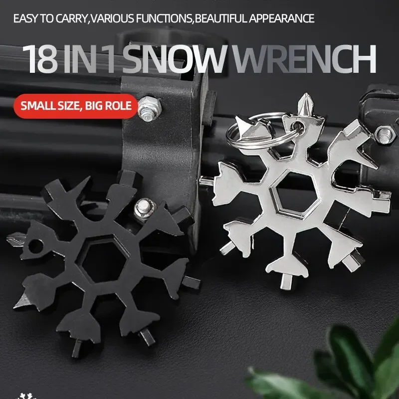 18 in 1 Tool Multipurpose Key Wrench Snowflake MultiTool Stainless Steel Multifunctional Snowflake