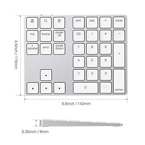 Imagen 2 del producto Teclado inalámbrico recargable de 34 teclas, entrada de datos, Compatible con MacBook,MacBook Air/Pro