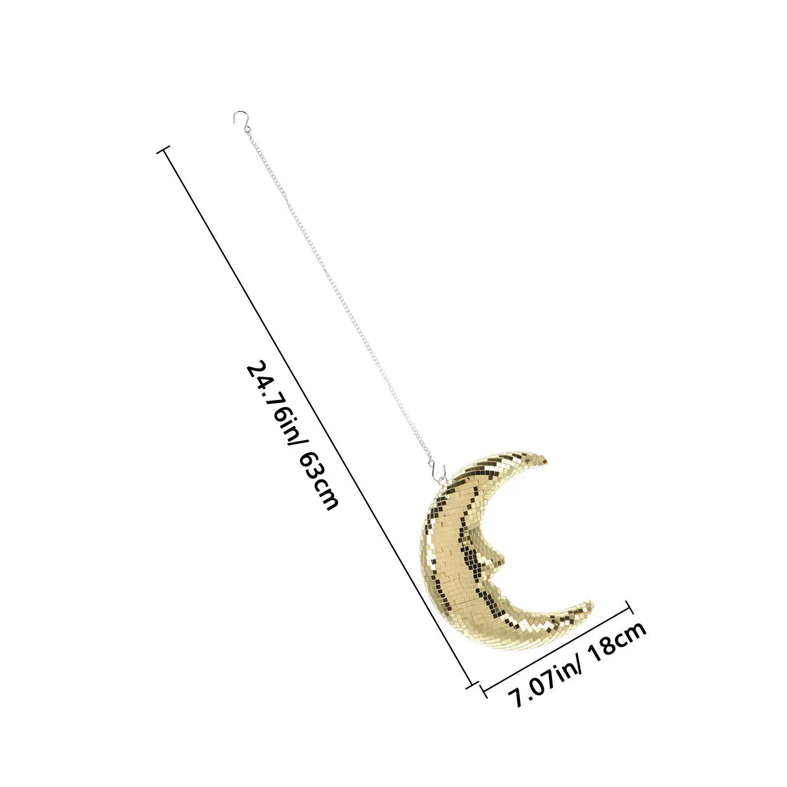 Moon Shaped Disco Hanging Ornament Bright Mirror Surface Chic Decor for Room Party Wedding Festival Decoration