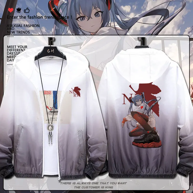 

ex Summer Thin Sun Protection Jaet Anime Sle Couple Outerwear Youth Faion Stand Fit Zipper Closure Long Sve H...