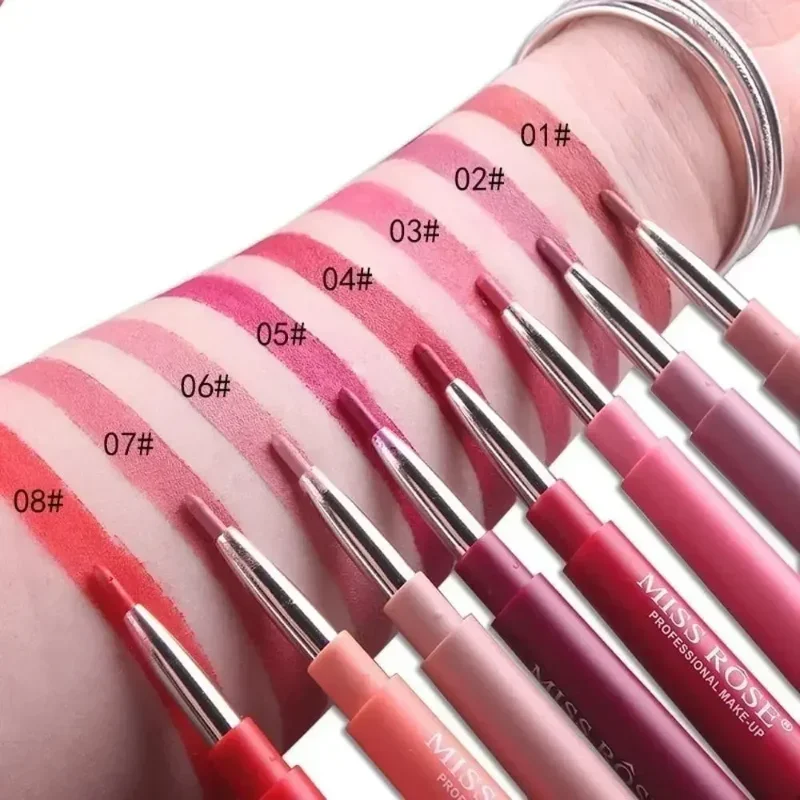 MISS ROSE Lipstick Pen 12 Color Waterproof Long-Lasting Lip High Pigment Display for Every Occasion Ideal for Beauty Enthusiasts