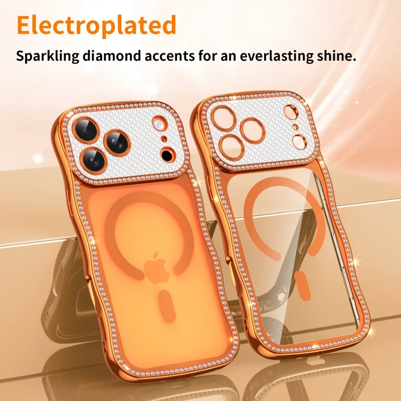 Luxuriöse Galvanisierte Glitzer-Diamant-Handyhülle für iPhone 17 Air 16 15 14 Plus 13 Pro Max mit MagSafe Magnetischer Transparenter Abdeckung
