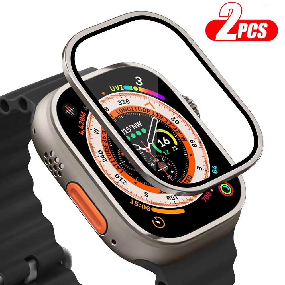 2PCS Aluminium Alloy Case+Tempered Glass for Apple Watch Ult