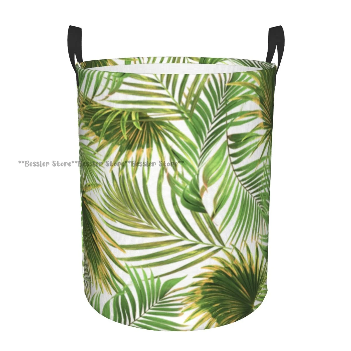 Leaves Of Palm Tree Waterproof Storage Bag Household Dirty Laundry Basket Folding Bucket Clothes Organizer