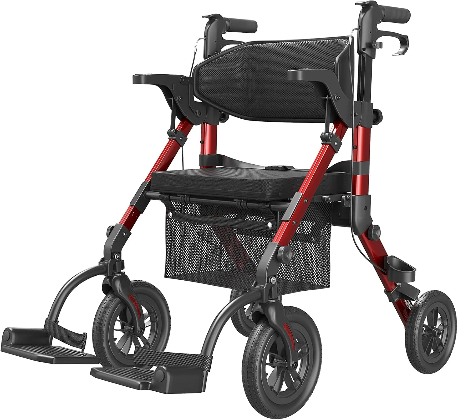 Rollator Transport Chair with Brakes, Rolling Walker Lightweight Foldable, Walker Wheelchair Combo Z51-2024 New