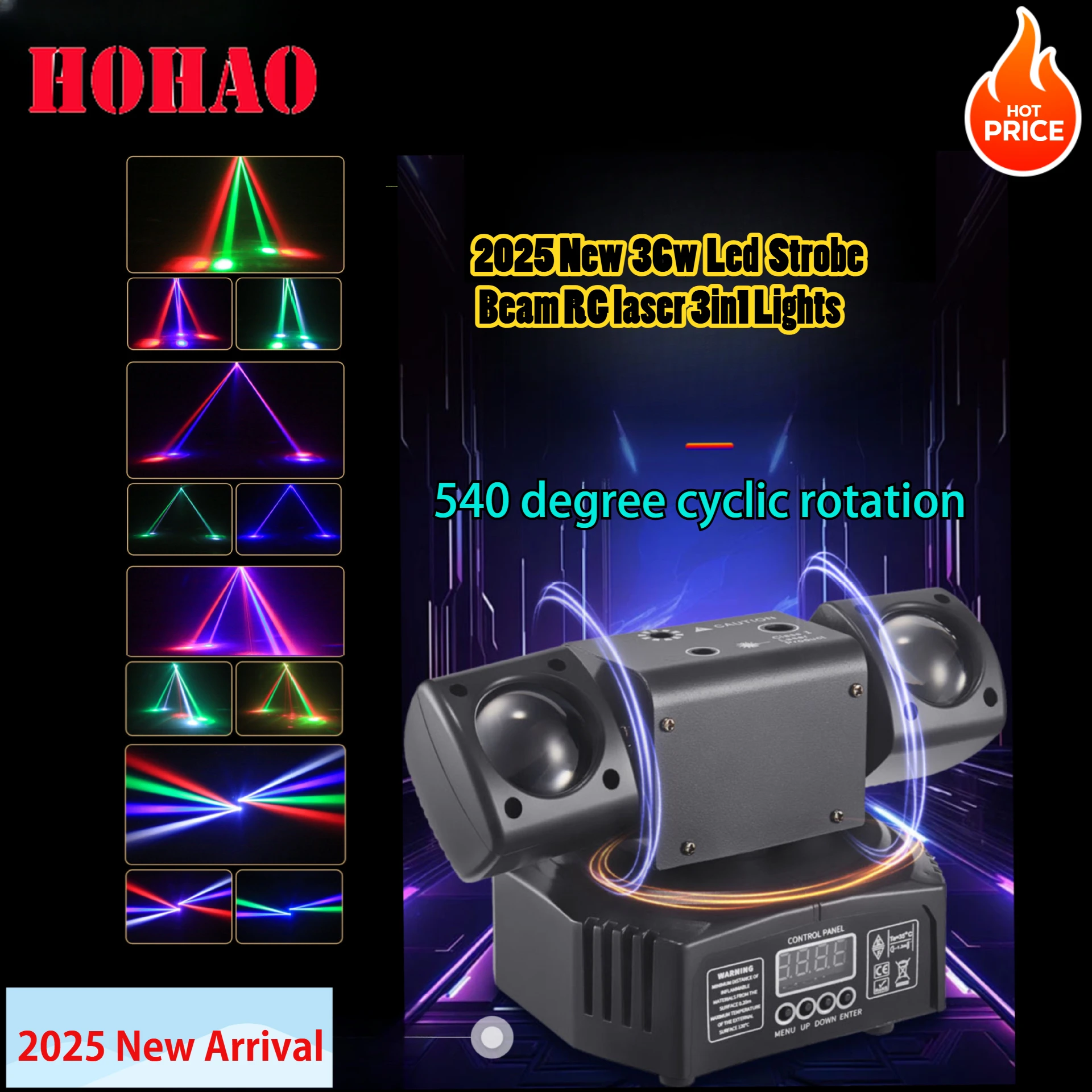 

HOHAO с дистанционным управлением Luces Dj Dmx512, эффект сценического освещения, издание 2025 года, светодиодные узоры, вращение, создание дискотеки и атмосферы