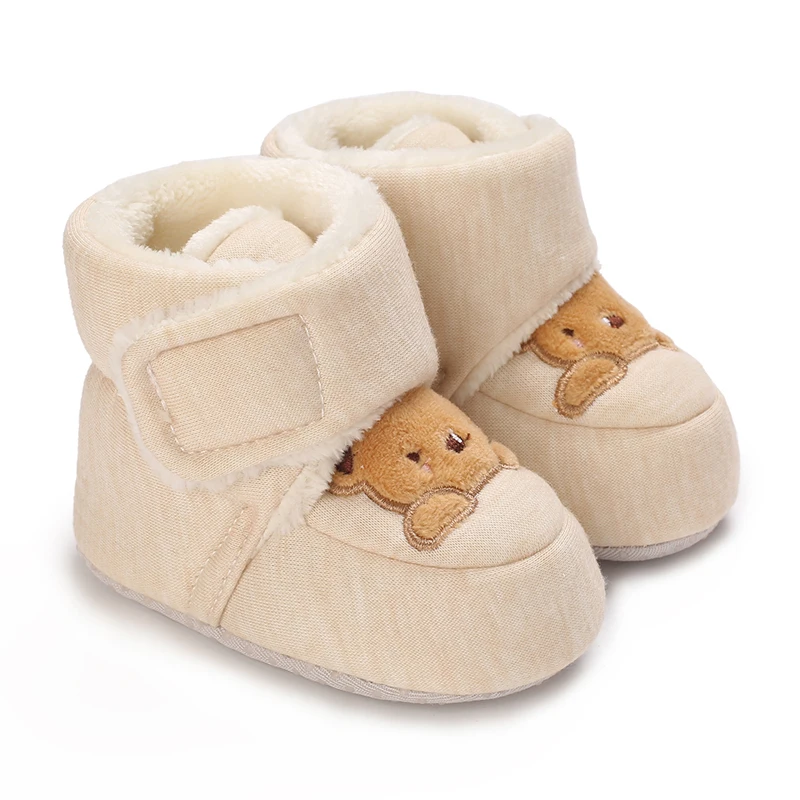 Chaussures d'hiver en coton pour nouveau-né, petit ours, petit poisson, semelle grill coordonnante, chaussures de bébé, chaussures de marche, chaussures velcro