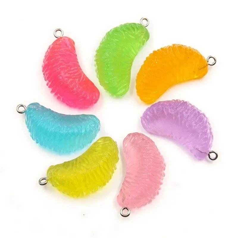10Pcs 18X33MM Tangerine Fruit Acrylic Charms Mixed 7 Colors Pendants For Handmade Earrings Bracelets Keychains Jewelry Supplies