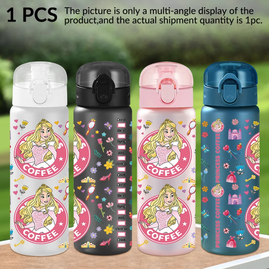 

1Pc Disney, Princess, Coffee, 26oz Plastic Water Bottle Sports Water Cup with Lift Rope Birthday/Back To School Gift