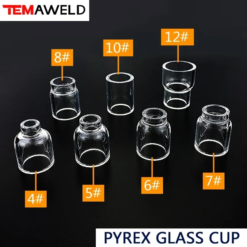 7pcs #4 Clear  Welding Stubby Gas Lens Glass Cup For Tig WP9 WP20 WP17 WP18 WP26 Torch Welding Accessories