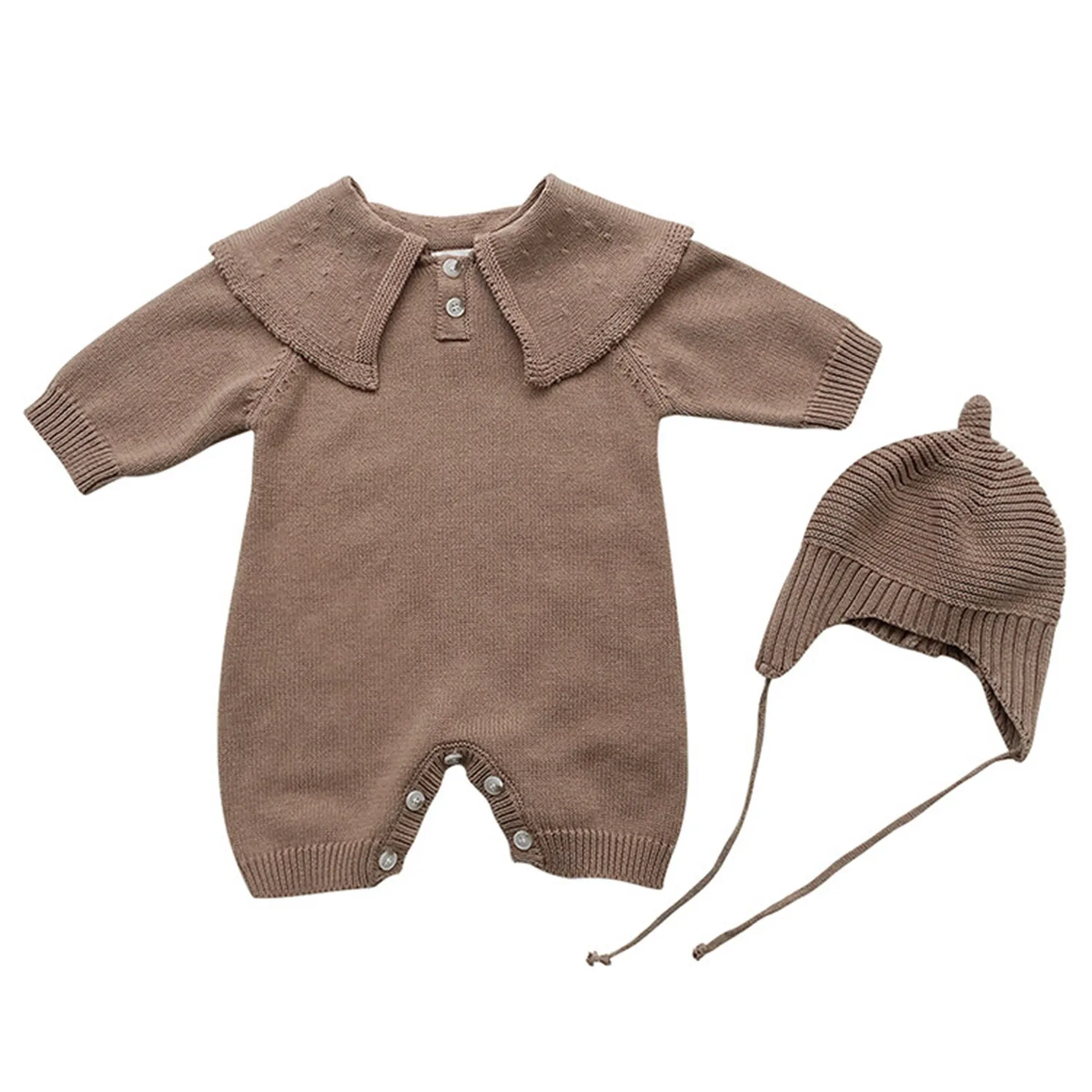 Baby Boys Plaid Bodysuit Newborn Infant Baby Girls Boys Autumn Solid Cotton Long Sleeve Romper Jumpsuit Hat Toddler Boy Tops