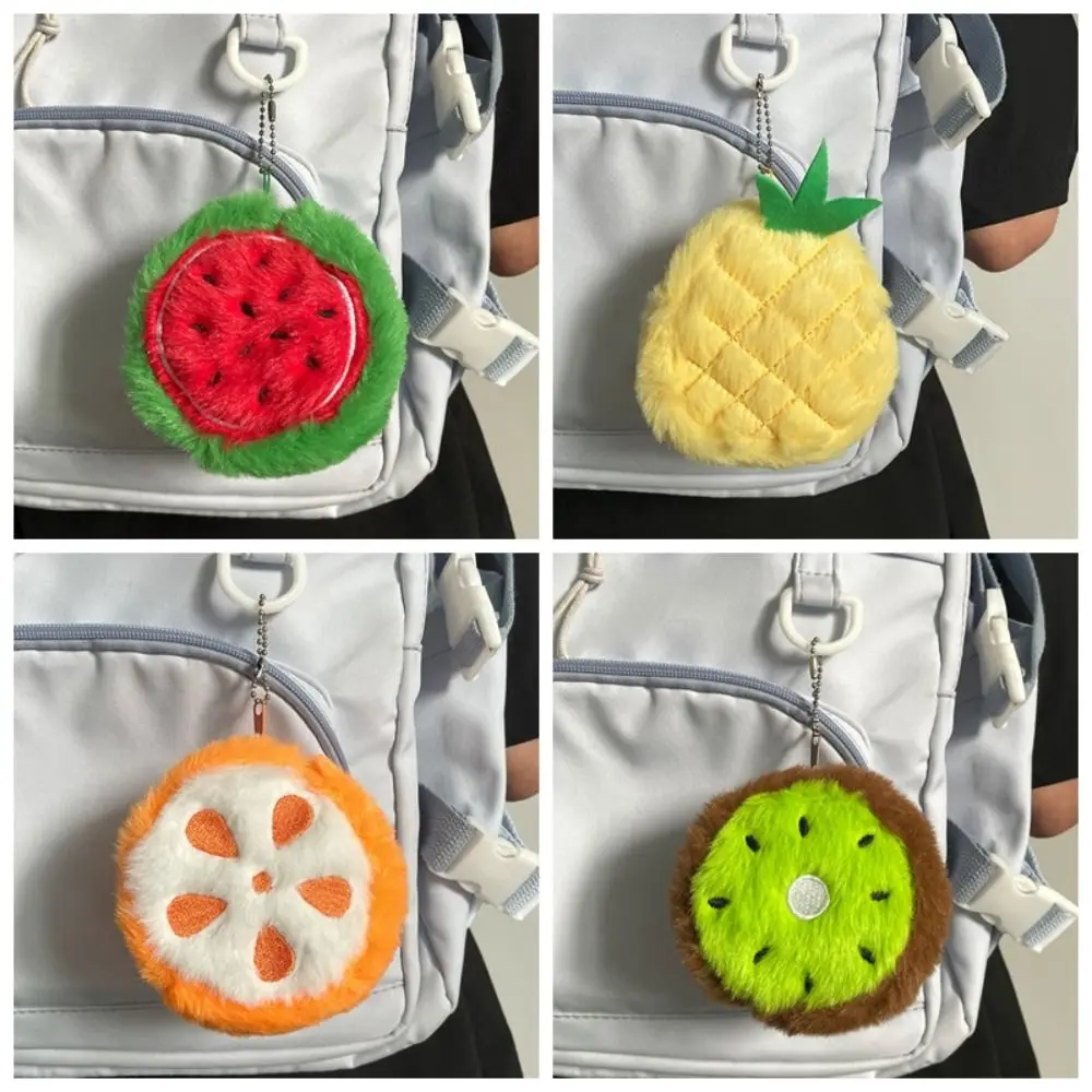 Zipper Soft Fruit Shape Coin Purse Cartoon Cute 's Coin Pouch Orange Pineapple Bag Keychain Pendant School Bag