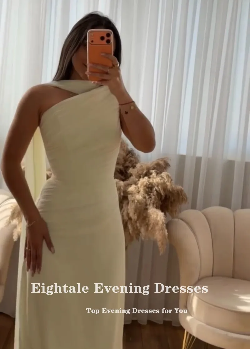 

Eightale Arabic Evening Dress Chiffon Butter Yellow Wedding Prom Gown Floor Length Party Dress robe de soiree Customized