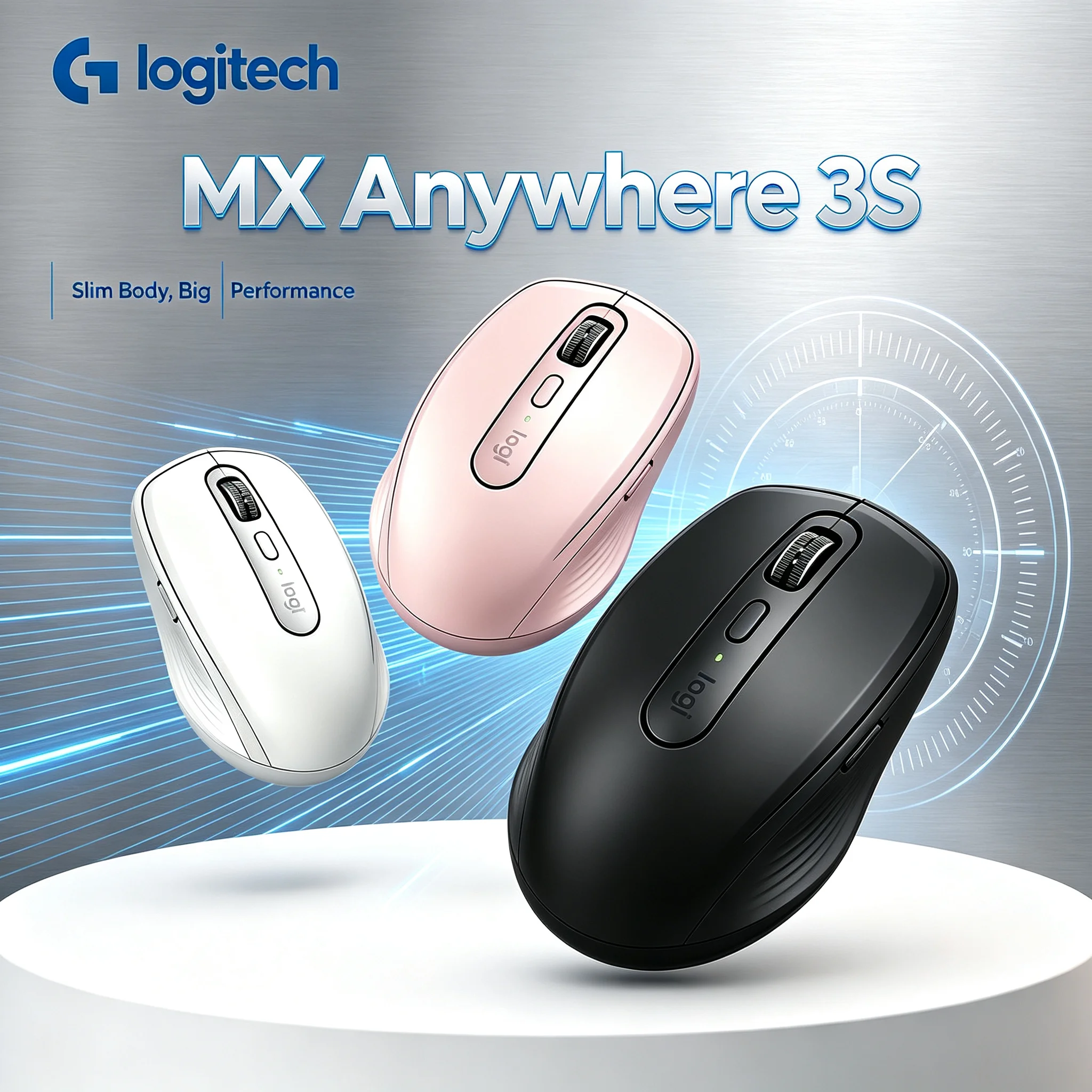 MX Anywhere 3S Logitech Ergonomic Silent Wireless Mouse Multi-device Pairing Business Laptop Mice