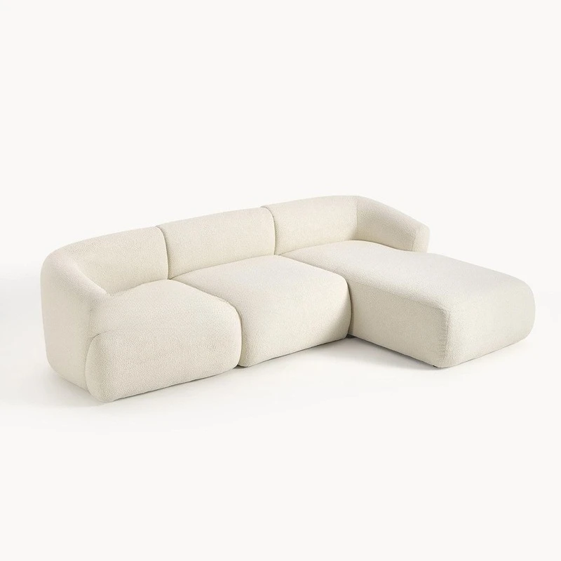 

Nordic cream style lamb wool fabric sofa, French medieval curved sofa