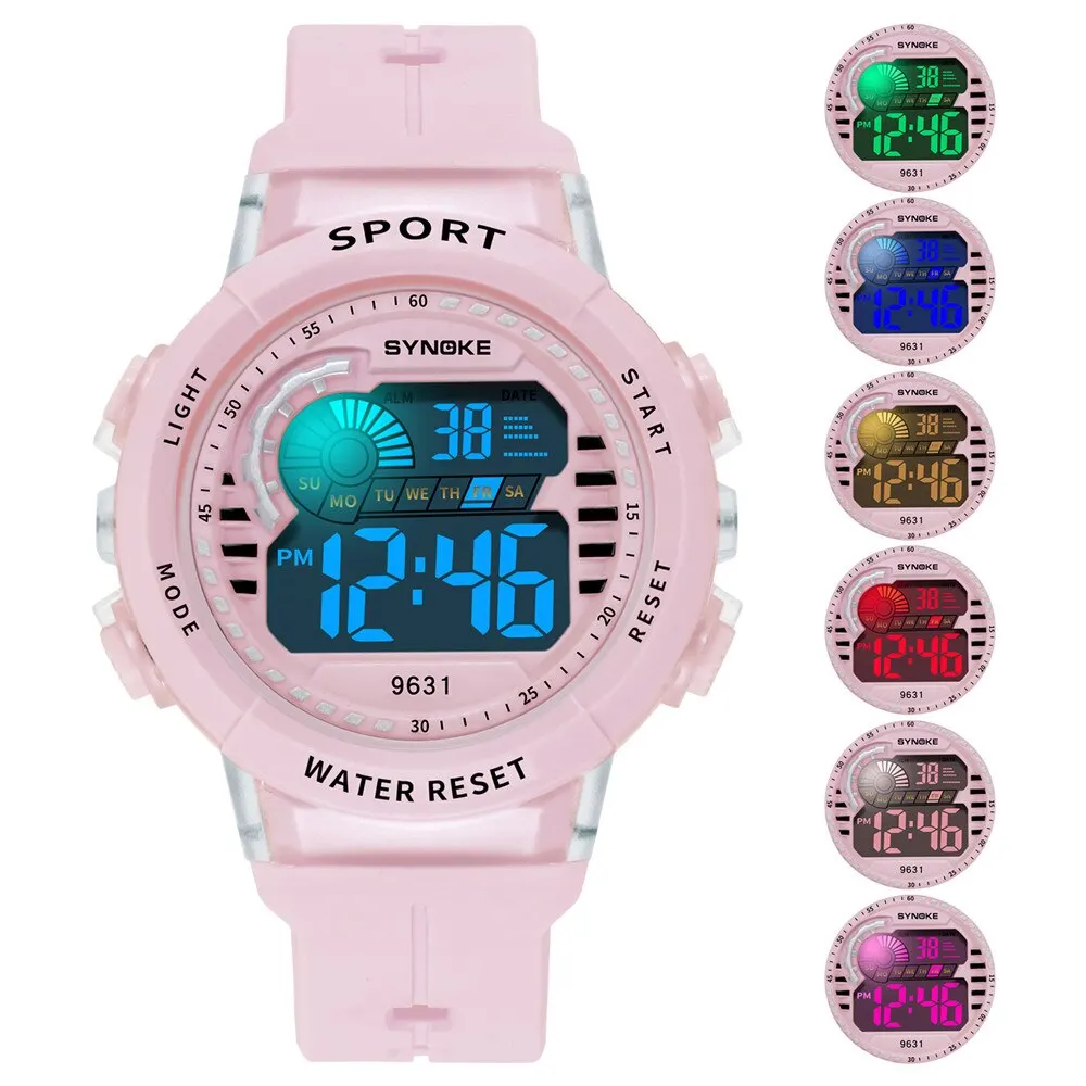 SYNOKE Student Electronic Watch Unisex Sport Watch Multifunction Military Sports Waterproof Luminous LED Digital Kids Big Dial