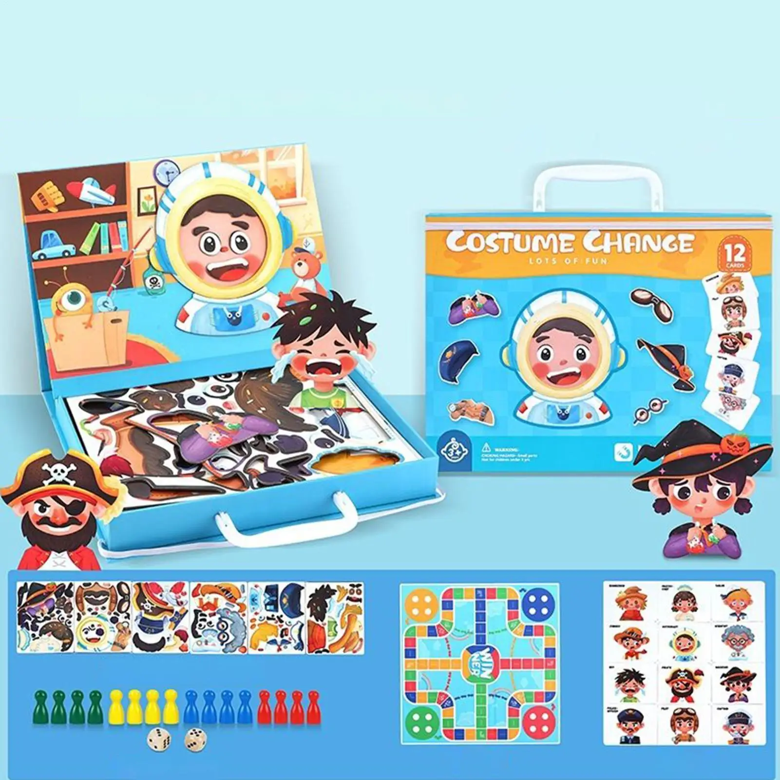 Quebra-cabeças magnéticos para crianças, dupla face, magnéticos, fingir jogar, vestir-se quebra-cabeças para crianças, meninas, adolescentes, escola familiar
