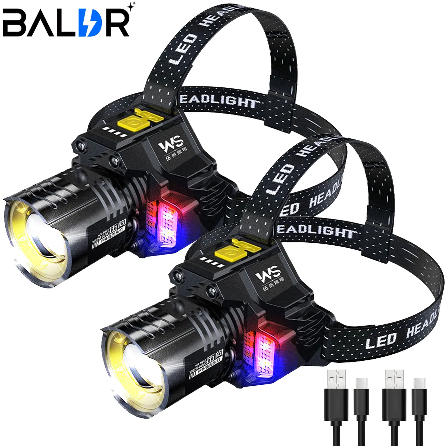 

Мощный светодиодный налобный фонарь с датчиком движения, перезаряжаемый через USB, COB-фонарь с зумом, дальнобойный фонарь для рыбалки