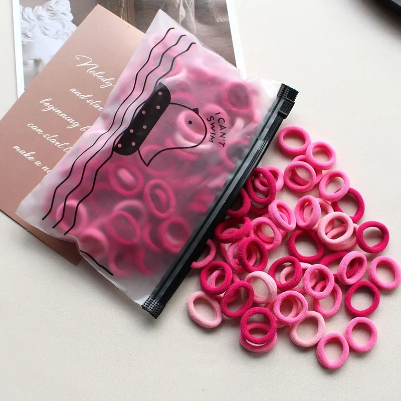 100 Stück 2 cm Kinder elastische Haarbänder Mädchen Gum Scrunchie Gummiband für Kinder Nylon Haargummis Stirnband Baby Haarschmuck
