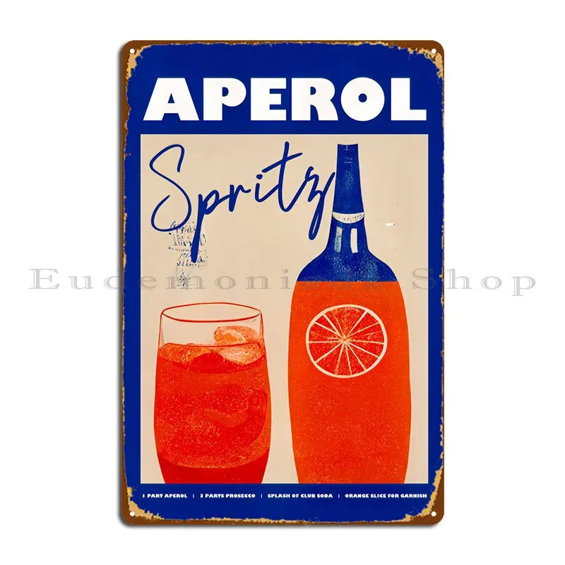 Aperol Spritz Blue Orange Metal Sign Home Wall Mural Custom Club Bar Kitchen Tin Sign Poster