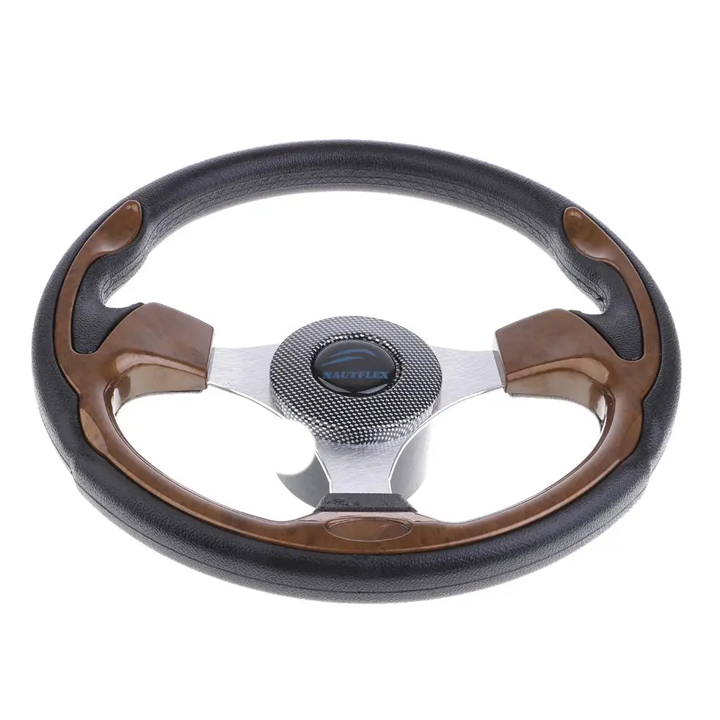 320mm Aluminum Alloy Marine Boat Pontoon Steering Wheel 3 Spoke 3/4' Shaft for Kayak Rowing Flatable Fishing Boat Replacement