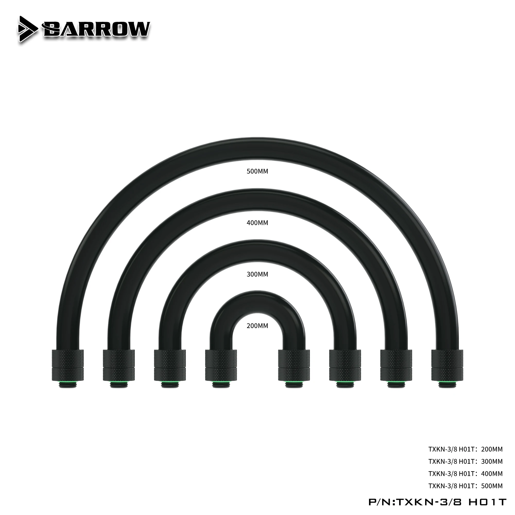 

Barrow AIO Soft Pipe Fitting Kit Connector Rotatable EPDM Hose Liquid cooling pc Water Cooling Used 20-50cm TXKN-3/8H01T