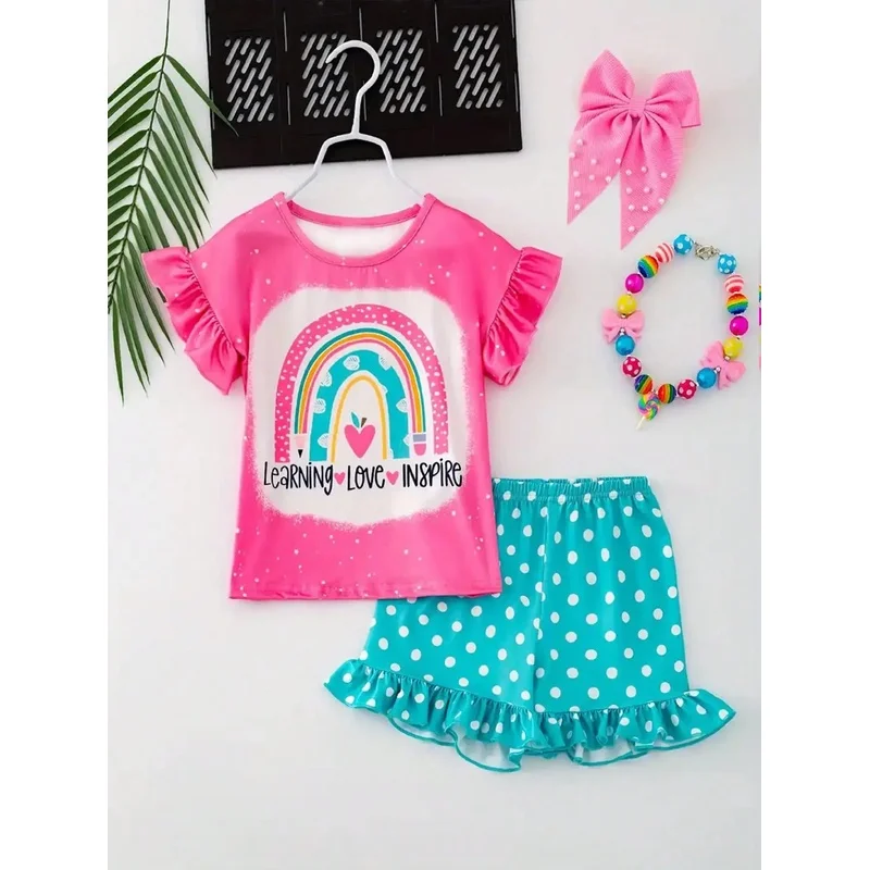 Multi-Colored Pattern Love Two-Piece Suit Jacket And Pants Set Popular Style for Daily Travel Comfortable Fit
