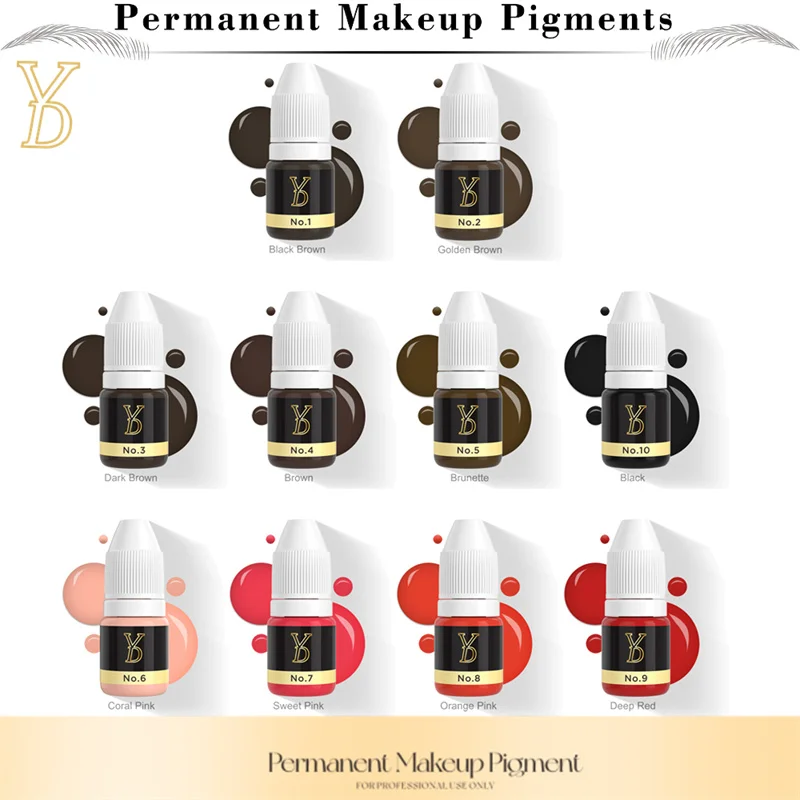 

YD Liquid Tattoo Ink Pigment Semi Permanent Makeup PMU Microblading Pigments for Tints Lips Eyebrow Inks Beauty Arts 3ML Newest