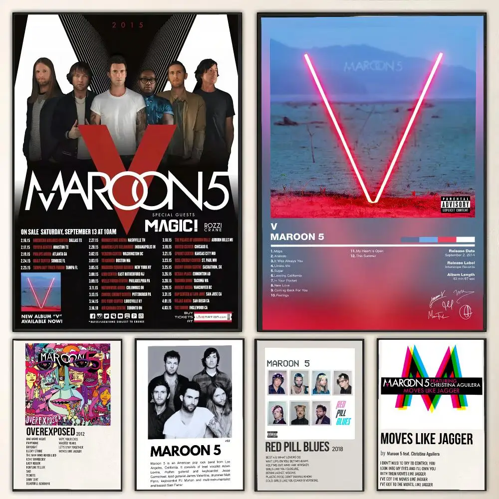 Pop Rock Band M-Maroon 5 Painting Calligraphy Canvas Poster Wall Art for Living Room Bedroom Cafe Decor Gift