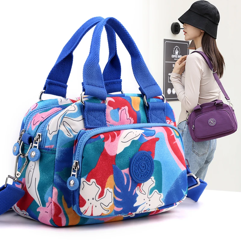 

Pastoral style Cloth Crossbody Ladies Casual Shoulder Bag Nylon Waterproof Handbag Daily or Women Shopping Travel Messengerbag