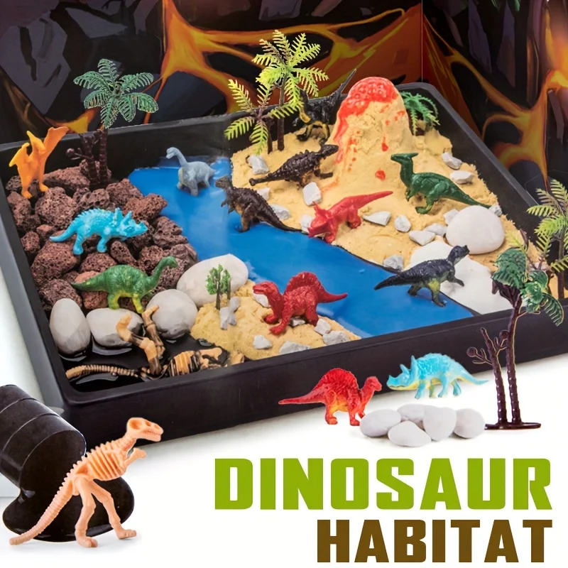 

1 Set PVC Dinosaur Playset - Educational DIY Dinosaur Habitat Kit with Multiple Species, Encourages Imagination & Motor Skills