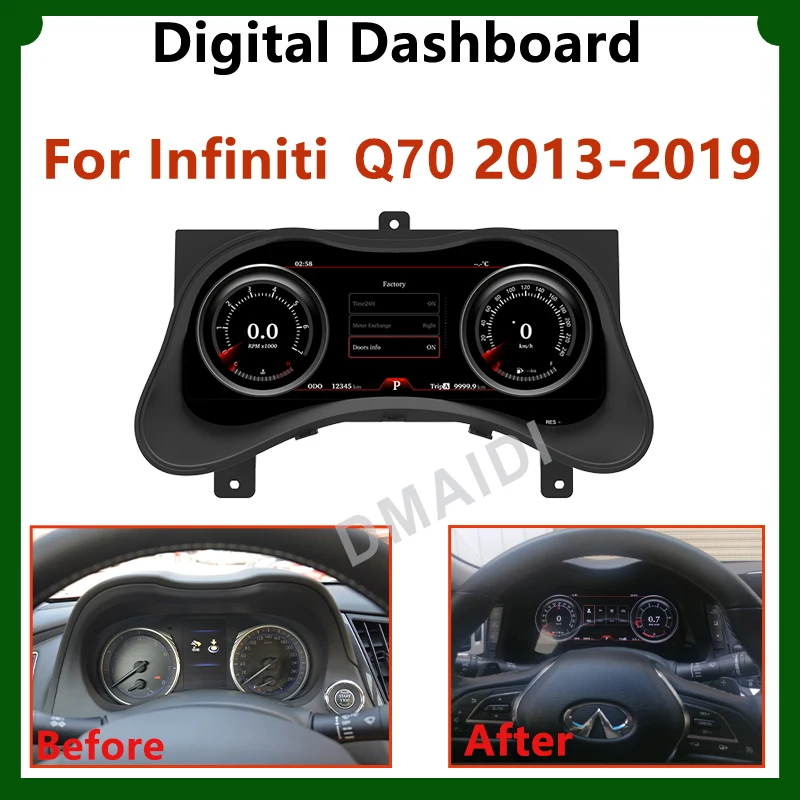 

Digital Board Car LCD Dashboard For Infiniti Q70 2013-2019 Linux Instrument Panel Virtual Cockpit Speedometer