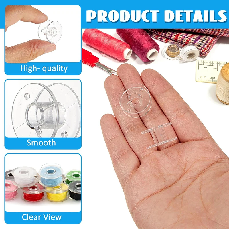 25pcs Home Sewing Machine Bottom Thread Bobbin Set Sewing Accessories Clear Plastic Spools with Storage Box for Brother Janome