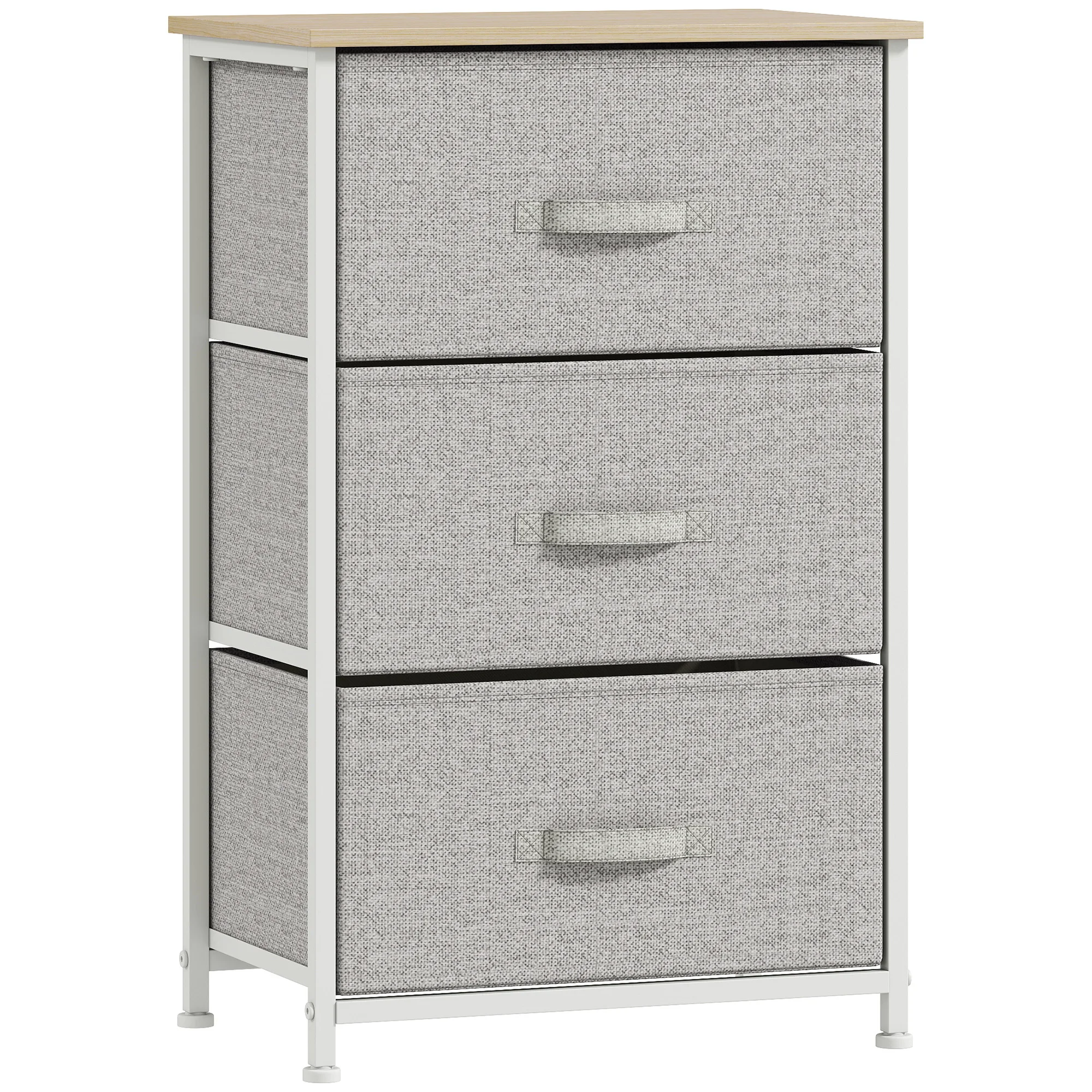 HOMCOM Cómoda con 3 Cajones de Tela, Cómoda para Dormitorio, Marco de Acero, Cajonera para Salón, Oficina, Vestidor, Gris
