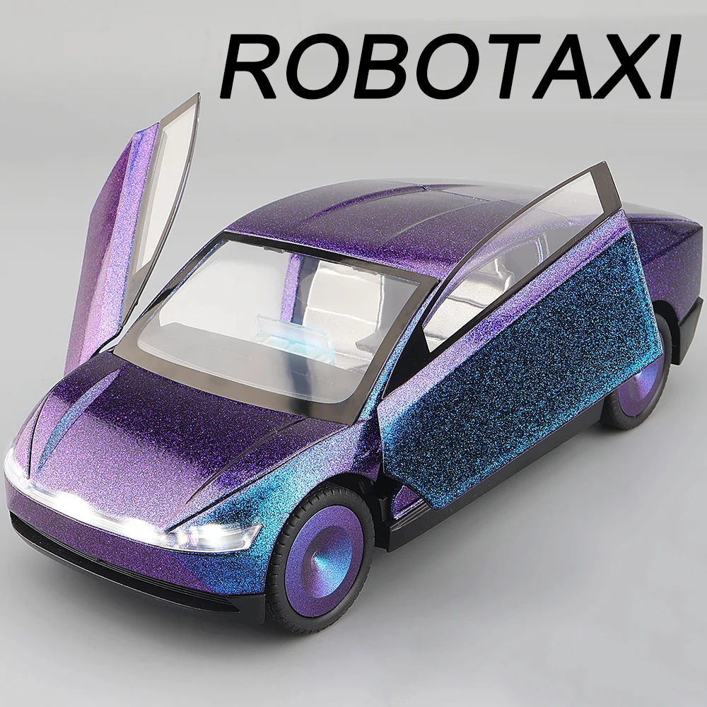 Robotaxi-Modell Y-Autos im Maßstab 1:24, Legierungsmodelle, Spielzeug, Rad, Miniaturfahrzeuge mit leichter Musik, Auto, Büro, Tischdekoration